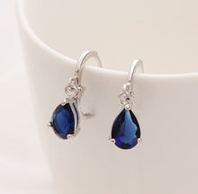 Load image into Gallery viewer, New Summer Style Royal Blue Austria Crystal Silver Clip Dangle Earrings