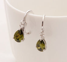 Load image into Gallery viewer, New Summer Style Royal Blue Austria Crystal Silver Clip Dangle Earrings