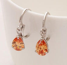 Load image into Gallery viewer, New Summer Style Royal Blue Austria Crystal Silver Clip Dangle Earrings